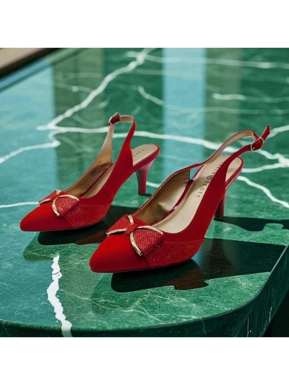 Karen Scott Sz 9.5 Elegant Red Slingback Heels Gladiss